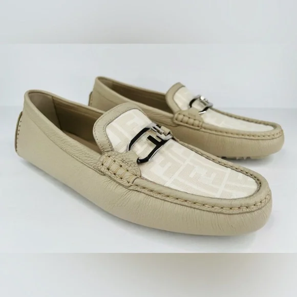 Fendi O'Lock FF Jacquard Logo Driving Leather Shoes UK 10 - US 11 - EU 44